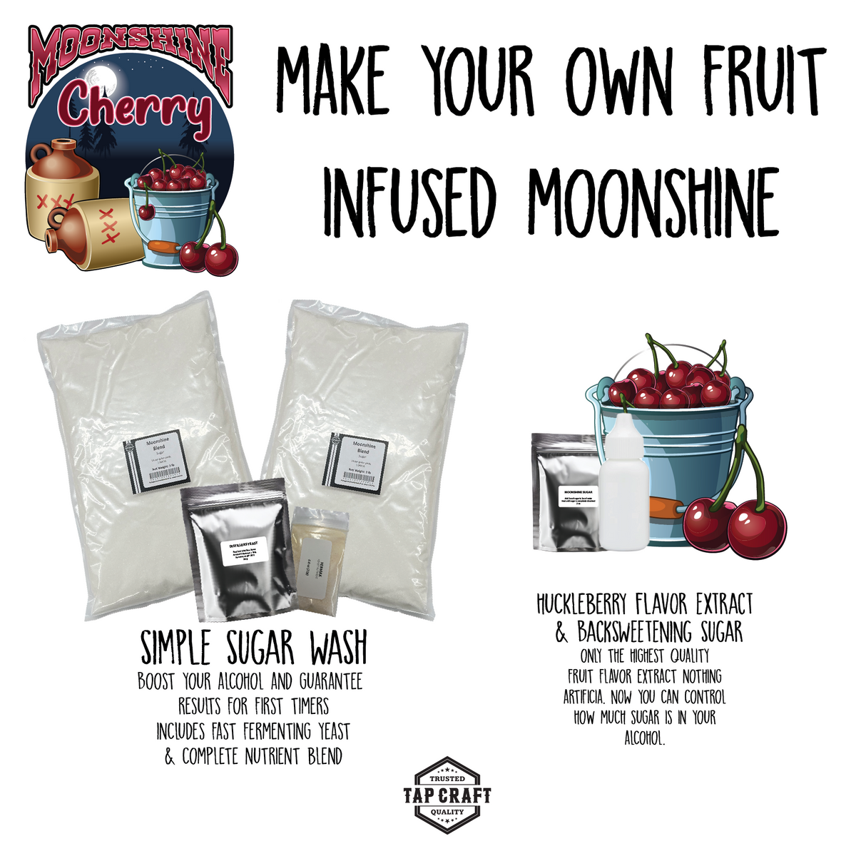 Complete Cherry Moonshine Mash Recipe Kit - Make 5 To 20 Gallons At Home (Includes Everything!)