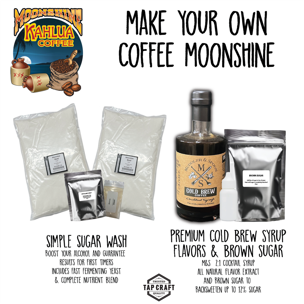 Kahlua Coffee Moonshine Sugar Wash Ingredient and Fermentation Kit ...